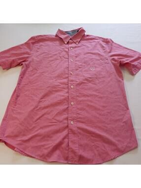 Chaps Button Down Shirt Men’s Size Medium Fuschia Short Sleeve Easy Care